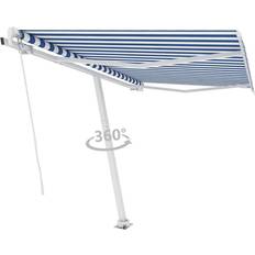 Poliéster Toldos de Patio vidaXL Toldo De Pie Retráctil Manual Azul Y Blanco 300x250 cm