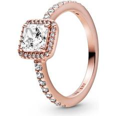 Rings Pandora Square Sparkle Halo Ring - Rose Gold/Transparent