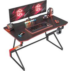 Headphone Holders Gaming Desks CubiCubi Simple Z Shaped Gaming Desk - Black/Red