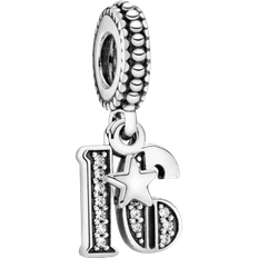16th Celebration Dangle Charm - Silver/Transparent