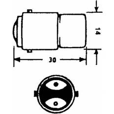 Glødelampe Glødelampe 30v 5w Ba15d 15x30 Mm