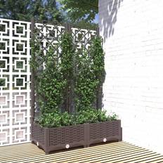 vidaXL plantekasse med espalier PP brun