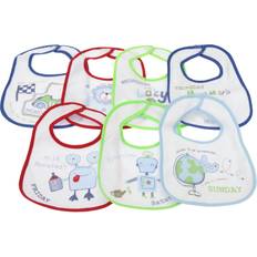 Universal Textiles Baby Patterned 7 Days Of The Week Bibs In Boys & Girls Options (Pack Of 7) Bleu