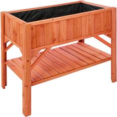 Pots et Jardinières tectake Potager Sur Pied Avec Étagère De Rangement 119 x 53 x 90 cm - Marron