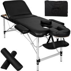 Tavoli e Accessori per Massaggio tectake Lettino da massaggio a 3 zone con 5 cm di imbottitura, rulli, e telaio in alluminio nero da