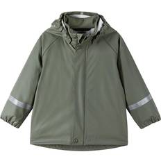 18-24M - Girls Rainwear Children's Clothing Reima Lampi Kid's Rain Jacket - Greyish Green (5100023A-8920)