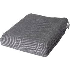 Mørkegrå plaid Arctic Uldplaid HERRINGBONE MØRK Tæppe Sort, Grå (200x130cm)