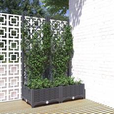 Garden Planter with Trellis Dark PP Raised Bed Flower Box