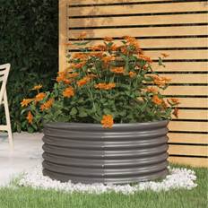 Macetas Exteriores rebaja vidaXL Jardinera De Acero Con Recubrimiento En Polvo Gris 80x80x36 cm