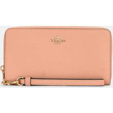 Coach C3441 Long Faded Blush Crossgrain Leather Zip Around Wristlet Wallet