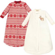 Red Sleeping Bags Hudson Baby Baby Girls and Boys Reindeer Long-Sleeve Fleece Sleeping Bag, Pack of 2 Multi 0-9 months