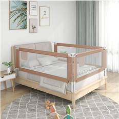 Beige Barandillas de cama vidaXL Barandilla De Seguridad Cama De Niño Gris Taupe Tela 150x25 cm