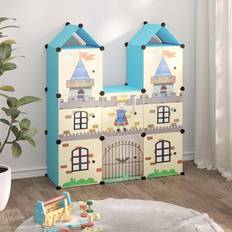 Archiviazioni vidaXL Scaffale Portaoggetti Bambini Con 8 Cubi Blu in PP