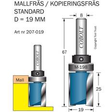 Cobolt Elverktygstillbehör Cobolt Cobolt 207-019 Mallfräs med styrlager