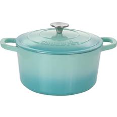 Cast iron pot set Oster Artisan 5 Quart, 2 Set Aqua with lid