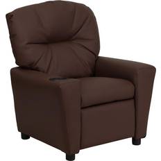 Fåtöljer Barnrum på rea Flash Furniture Contemporary Brown Leather Kids Recliner with Cup Holder BT-7950-KID-BRN-LEA-GG In Stock BT-7950-KID-BRN-LEA-GG