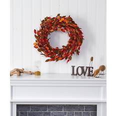 Wreaths Nearly Natural Wreaths Harvest Leaf Pumpkin