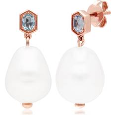 Gemondo Modern Baroque Pearl & Topaz Drop Earrings in Rose