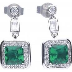 Diamonfire & Emerald Zirconia Art Deco Style Earrings