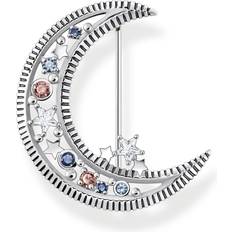 Thomas Sabo Sterling Multicoloured Stones Crescent Moon Brooch X0283-945-7