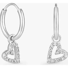 Cubic Zirconia Heart Drop Hoop Earrings
