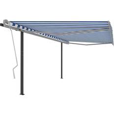 Tendalini vidaXL Tenda Da Sole Retrattile Manuale Con Pali 4.5x3.5 m Blu e Bianca 450x350cm