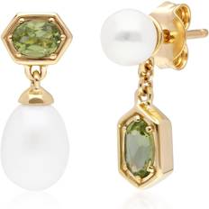 Gemondo Modern Pearl & Peridot Mismatched Drop Earrings in Plated