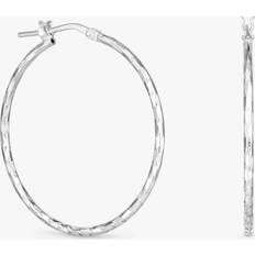 Simply Silver Fine Diamond Cut Hoop Earrings