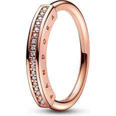 Pandora Ringen uitverkoop Pandora Signature ID Ring - Rose Gold/Transparent