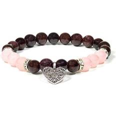 Rosenkvarts hjärta Kristallpunkten Heart Bracelet - Garnet/Quartz