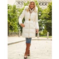 Dame - Leopard Frakker Sosandar Natural Quilted Longline Coat