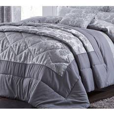 Polyester Bedspreads Catherine Lansfield Damask Jacquard Quilted Bedspread Grey, Silver (260x240cm)