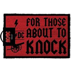 Tæpper & Skind Pyramid AC/DC Doormat For Those About To Knock Sort, Rød