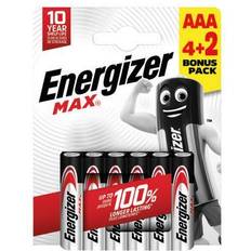 Energizer AAA (LR03) Batterier & Laddbart Energizer Max AAA-batteri Alkali-mangan 1.5 V 6 stk