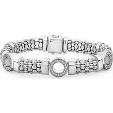 Lagos Caviar Spark Circle Bead & Polished Link Bracelet 0.15ct - Silver/Diamonds