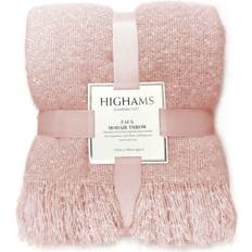 Textiles Highams Luxury Faux Mohair Blanket Blankets Pink