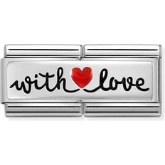 Rhodium Plated - Women Charms & Pendants Nomination Classic With Love Heart Double Charm