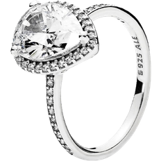 Pandora Sparkling Teardrop Halo Ring - Silver/Transparent
