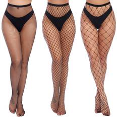 3XL Pantyhose Charmnight High Waist Tights Fishnet Stockings Thigh Pantyhose 3-pack