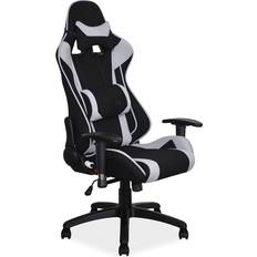 Chaises de jeu Furniturebox Fauteuil de gaming pivotant en tissu VIPER avec oreillers intégrés Noir Gris H 127 x L 70 x P 49 cm