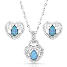 Jewelry Sets Montana Silversmiths Gleeful Heart Jewelry Set - Silver/Opal