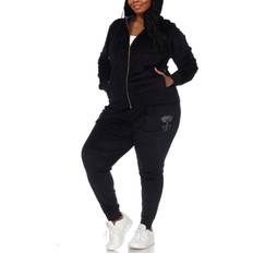 White Mark Plus Rhinestone Velour Tracksuit Piece Set 2X