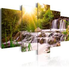 Canvas Tavla - Forest Waterfall Billede