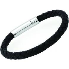 Unique Stainless Steel 23cm Leather Bracelet A40BL/23CM