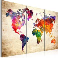 Artgeist The World's Map in Watercolor Art encadré 120x80cm