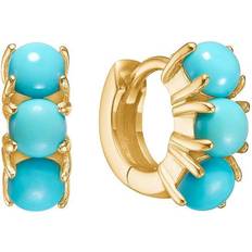 Turkis Øreringe Carre Hoops - Gold/Turquoise