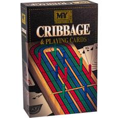 The Works M.Y Deluxe massivt trä Cribbage bräd- och spelkort traditionellt kortspel