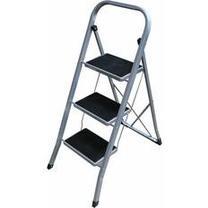 3-step folding ladder Grey Steel (47 x 71 x 105 cm)