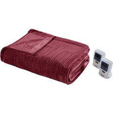 Plush Heated Full Blanket Coperta Rosso