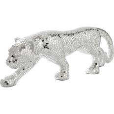 Glass Figurines Ashley Drice Mirrored Panther Figurine 10.5"